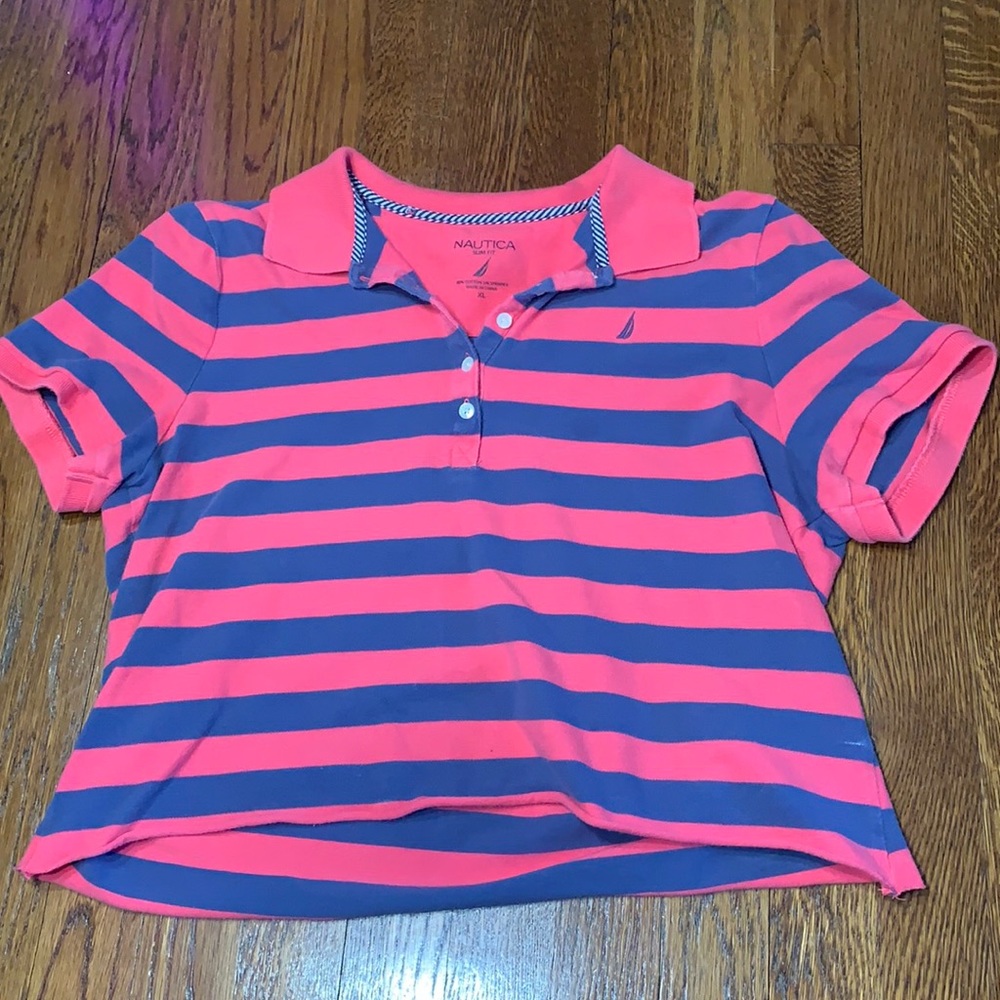 Nautical cropped collared shirt